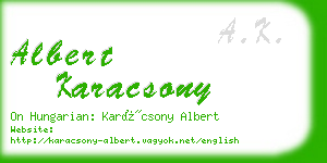 albert karacsony business card